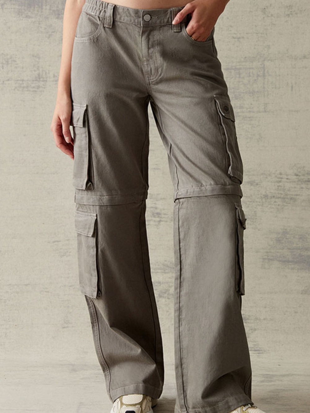 PacSun Sage Grey Zip Off Low Rise Puddle Pants | S